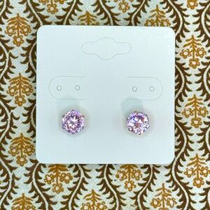 Pink 14k Gold Plated Cubic Zirconia 8 MM Studs